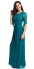 Lace Top Pleated Waist 3/4 Sleeves Bridesmaid Evening Gown  in an alternative image